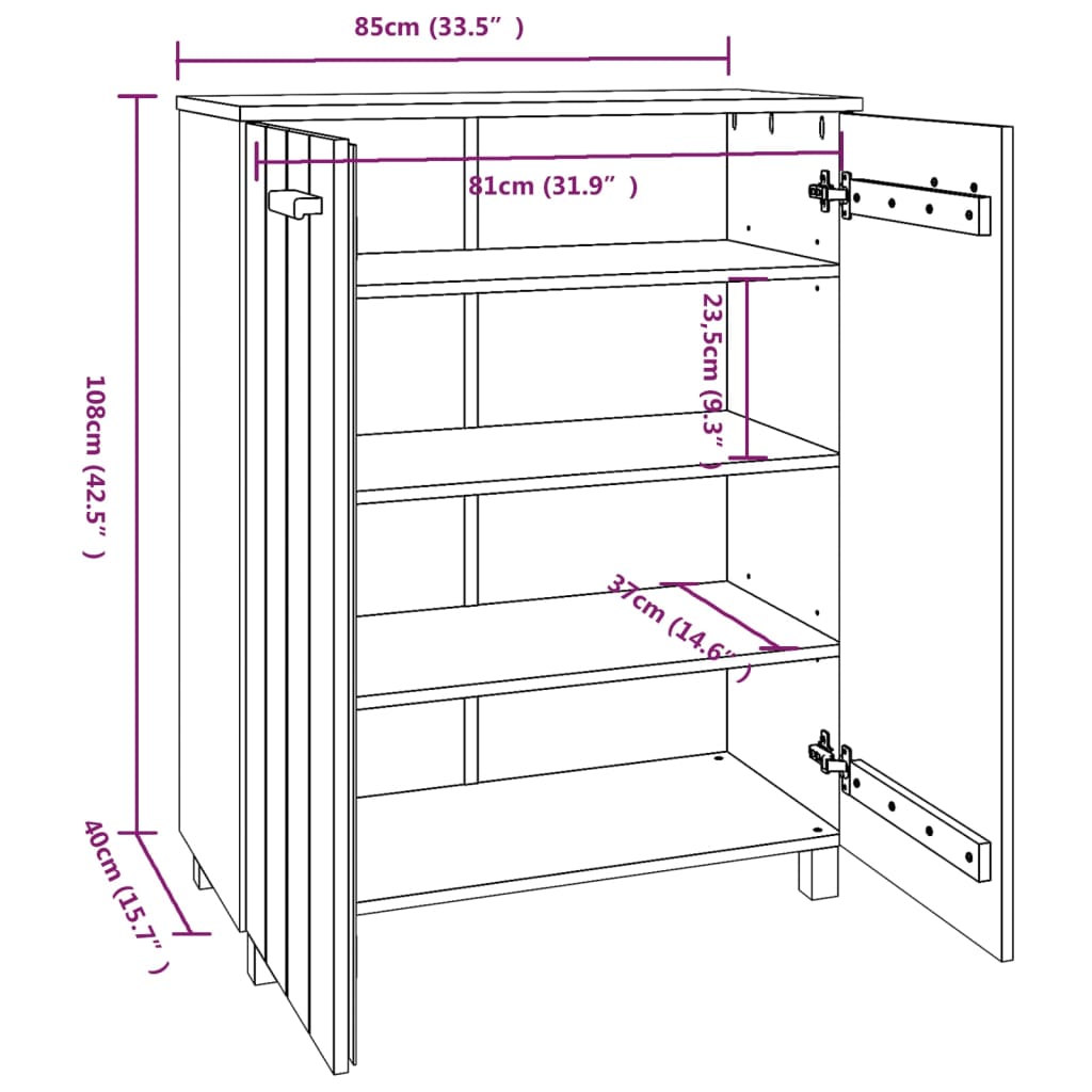 Scarpiera HAMAR Miele 85x40x108 cm in Legno Massello di Pino - homemem39