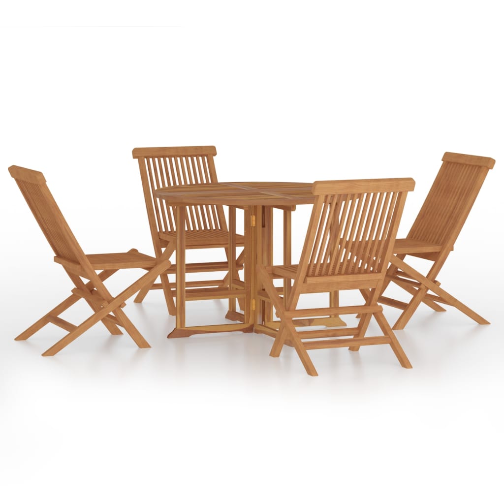 Set da Pranzo Pieghevole per Esterni 5pz Legno Massello di Teak - homemem39