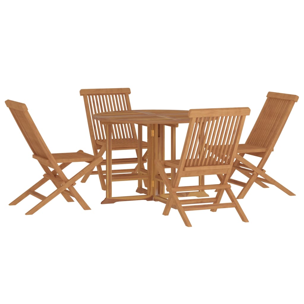 Set da Pranzo Pieghevole per Esterni 5pz Legno Massello di Teak - homemem39