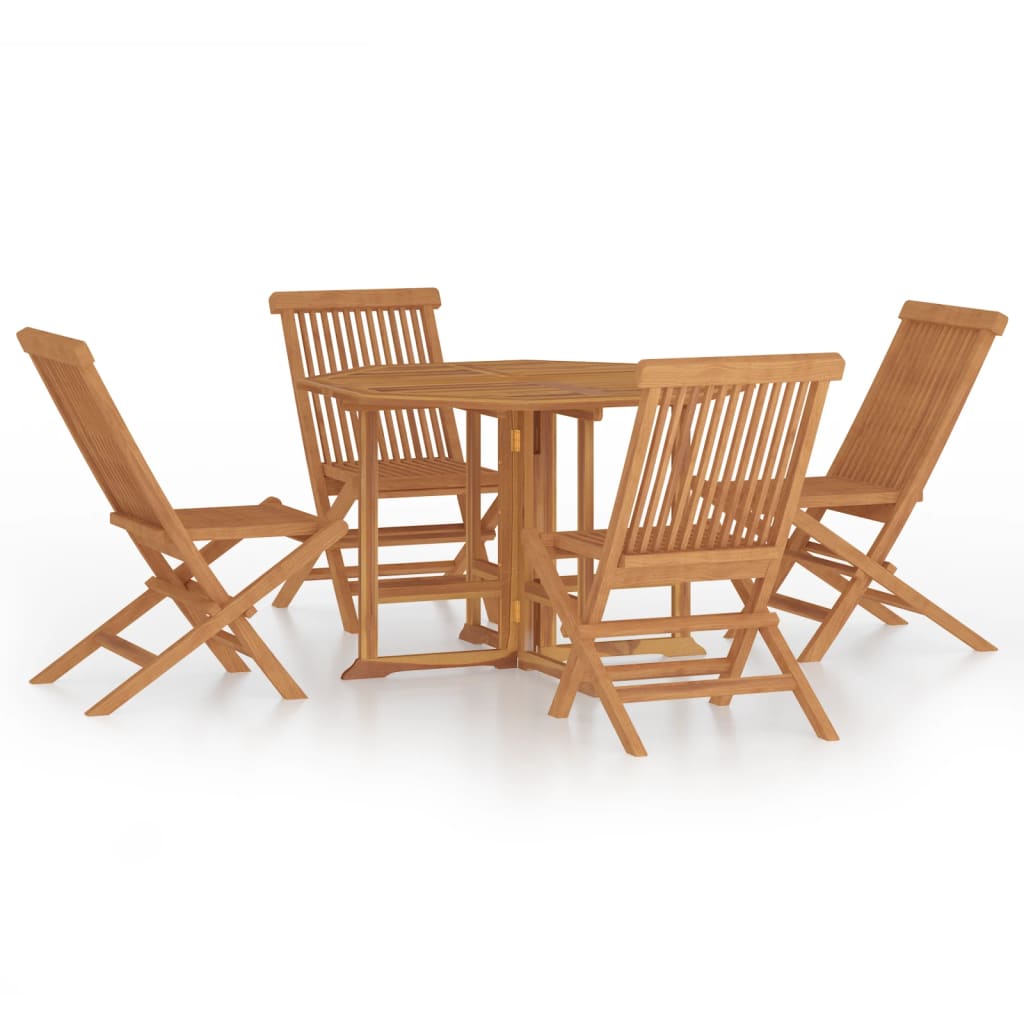 Set da Pranzo Pieghevole per Esterni 5pz Legno Massello di Teak - homemem39