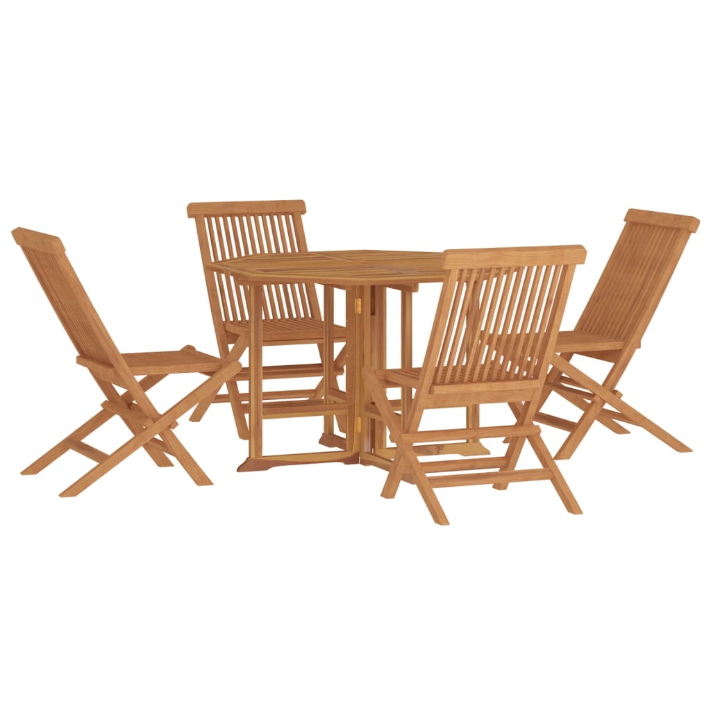 Set da Pranzo Pieghevole per Esterni 5pz Legno Massello di Teak - homemem39