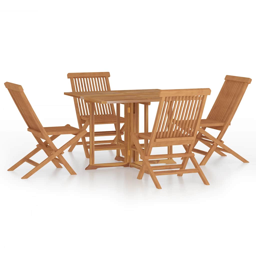 Set da Pranzo Pieghevole per Esterni 5pz Legno Massello di Teak | homemem39