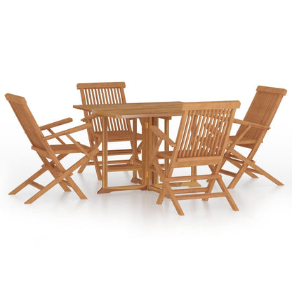 Set da Pranzo Pieghevole per Esterni 5pz Legno Massello di Teak - homemem39