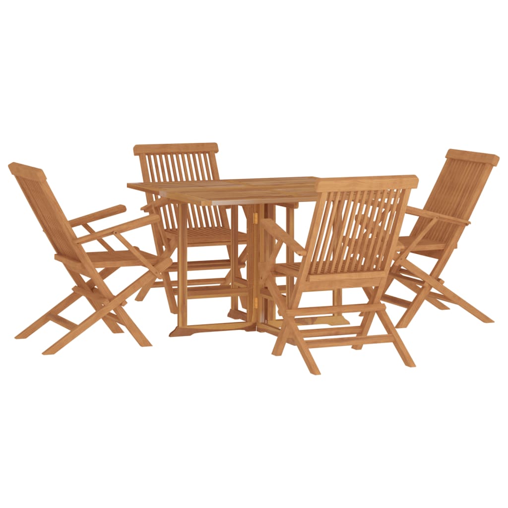 Set da Pranzo Pieghevole per Esterni 5pz Legno Massello di Teak - homemem39