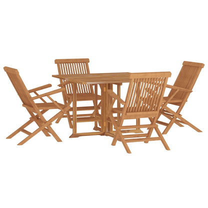 Set da Pranzo Pieghevole per Esterni 5pz Legno Massello di Teak - homemem39