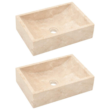 Mobile Vanità Bagno e Lavandini Marmo Crema Legno Massello Teak | homemem39