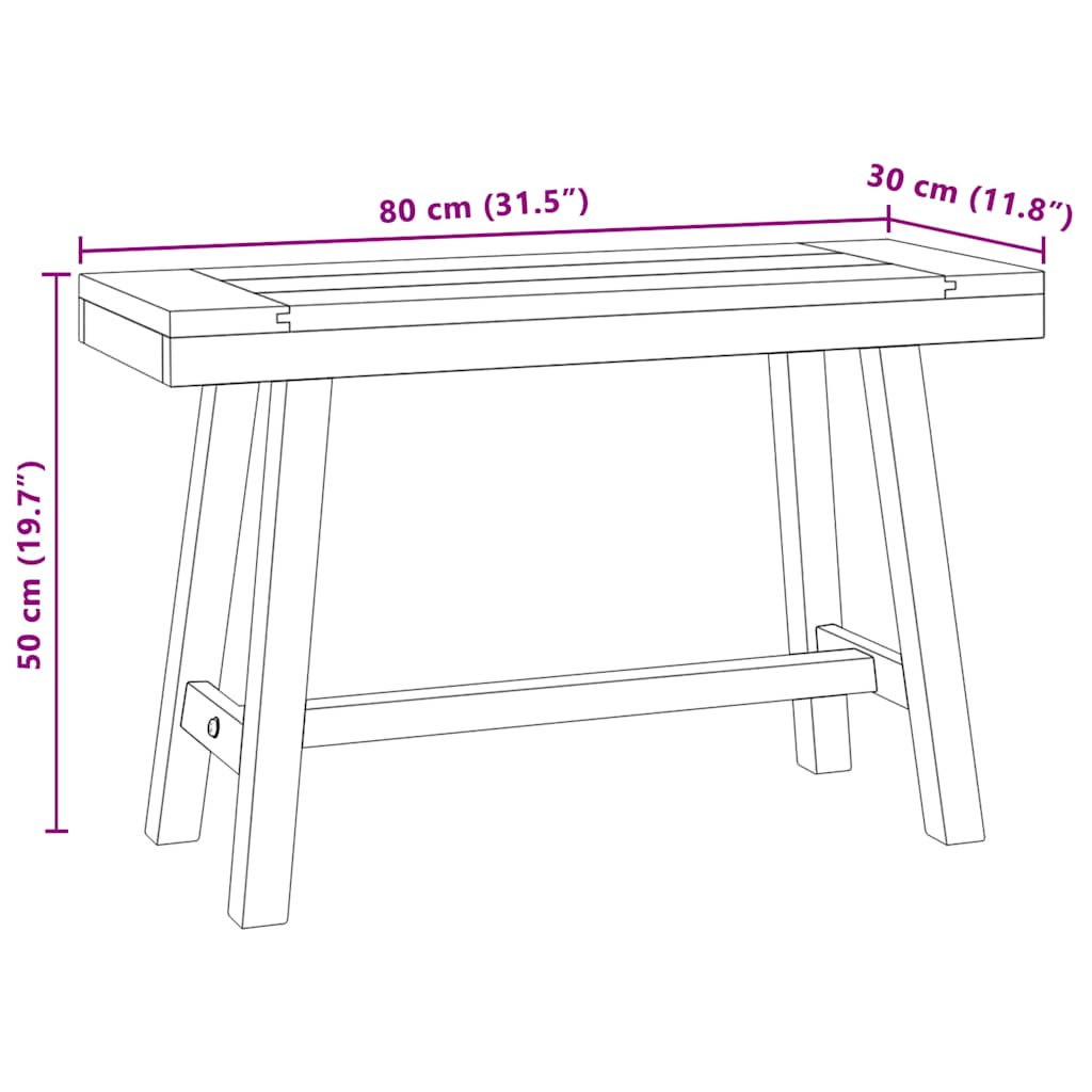 Panchina 80 cm in Legno Massello di Teak | homemem39