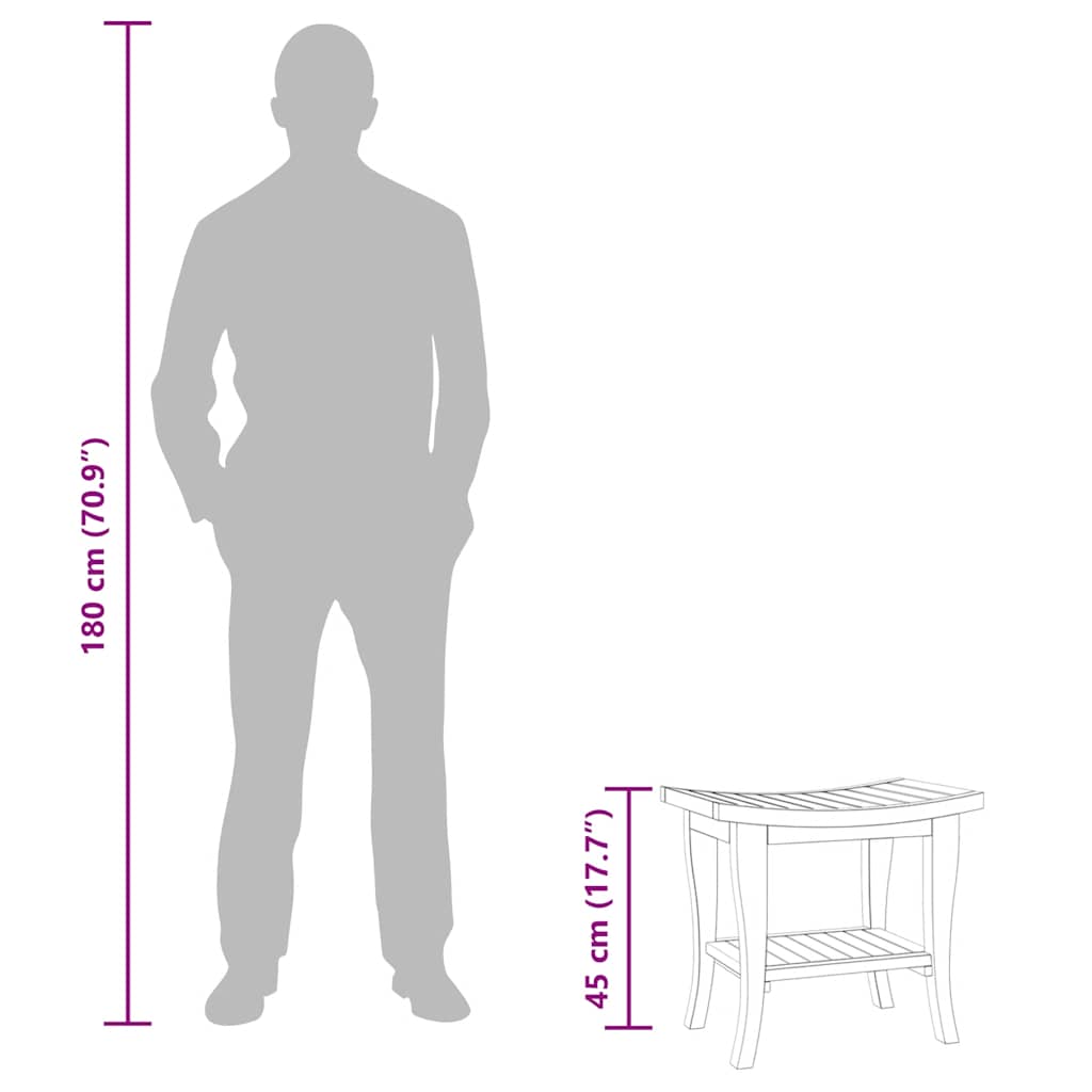 Tavolino da Bagno 50x35x45 cm in Legno Massello di Teak - homemem39