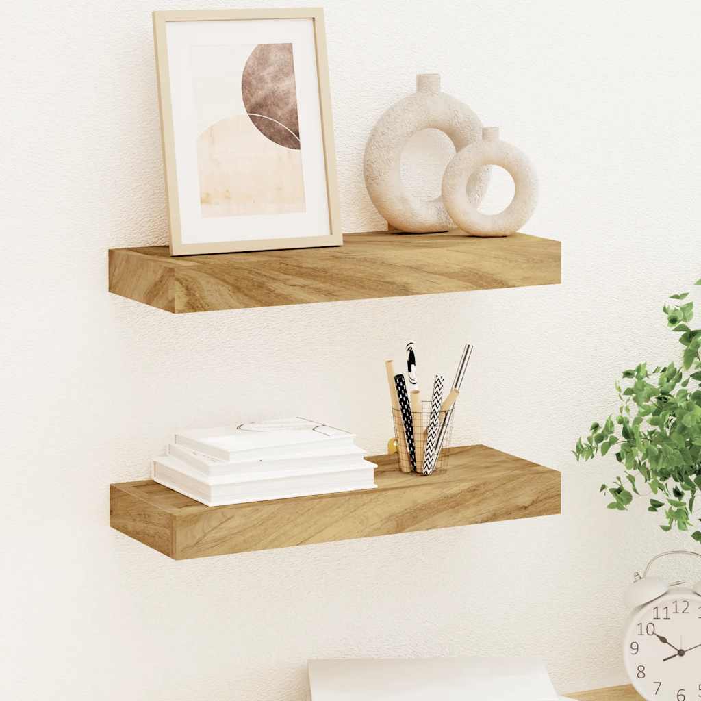 Mensole da Parete 2 pz 40x15x4 cm in Legno Massello di Teak | homemem39