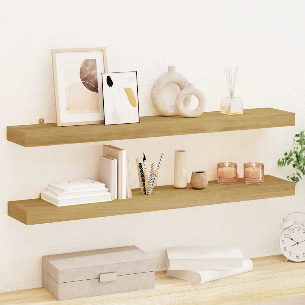Mensole da Parete 2 pz 90x15x4 cm in Legno Massello di Teak | homemem39