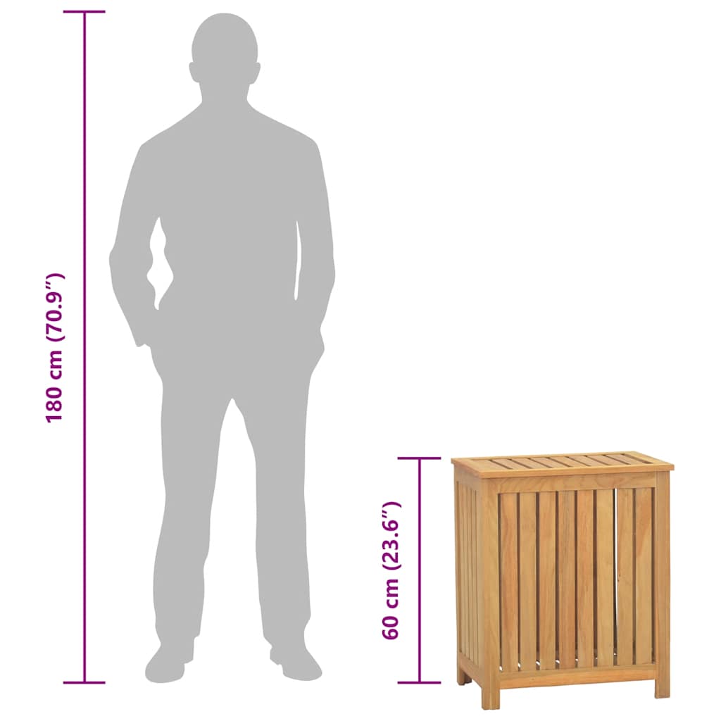 Cesto del Bucato 50x35x60 cm in Legno Massello di Teak | homemem39