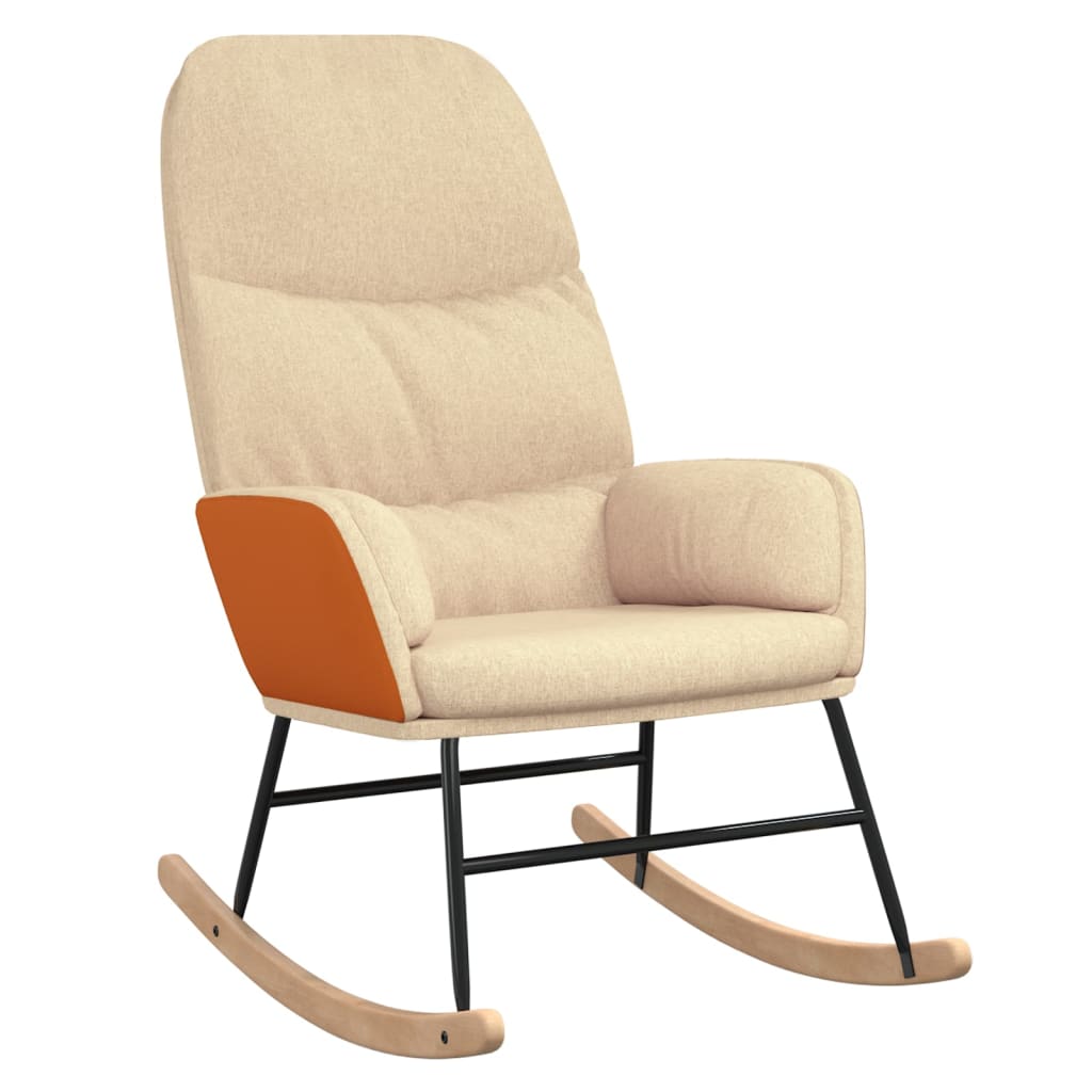 Sedia a Dondolo Crema in Tessuto - homemem39