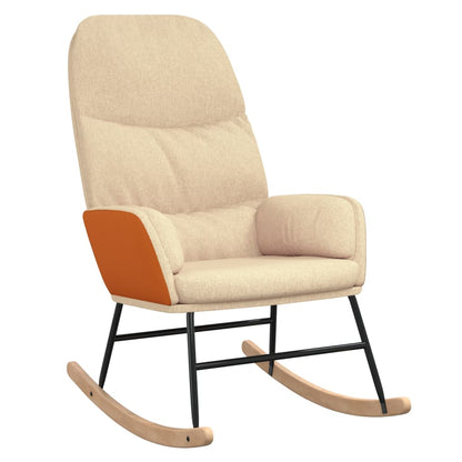 Sedia a Dondolo Crema in Tessuto - homemem39