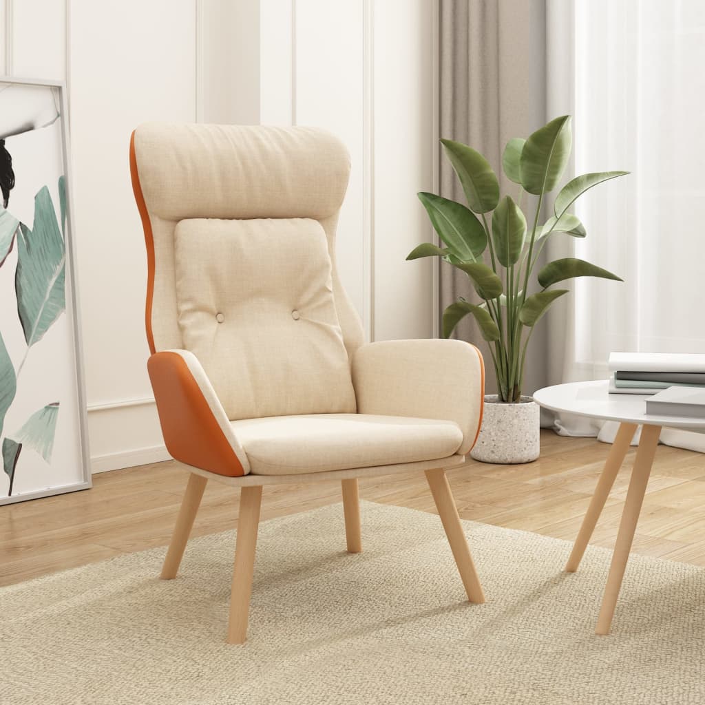 Poltrona Rilassante Crema in Tessuto e PVC | homemem39