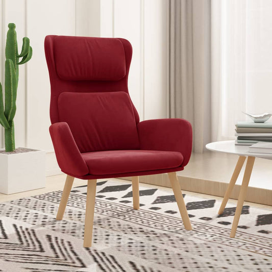 Wine Red Relax Armchair in Velvet