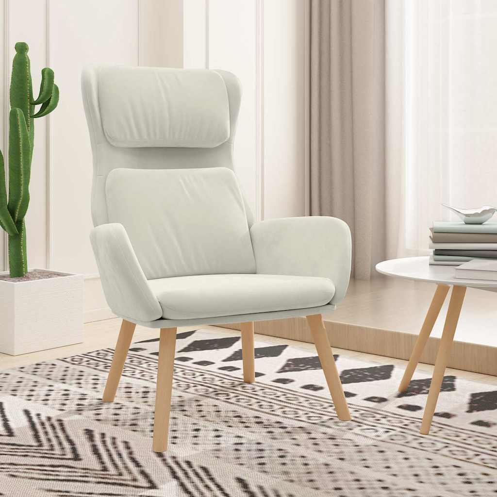 Sedia Relax Bianco Crema Velluto