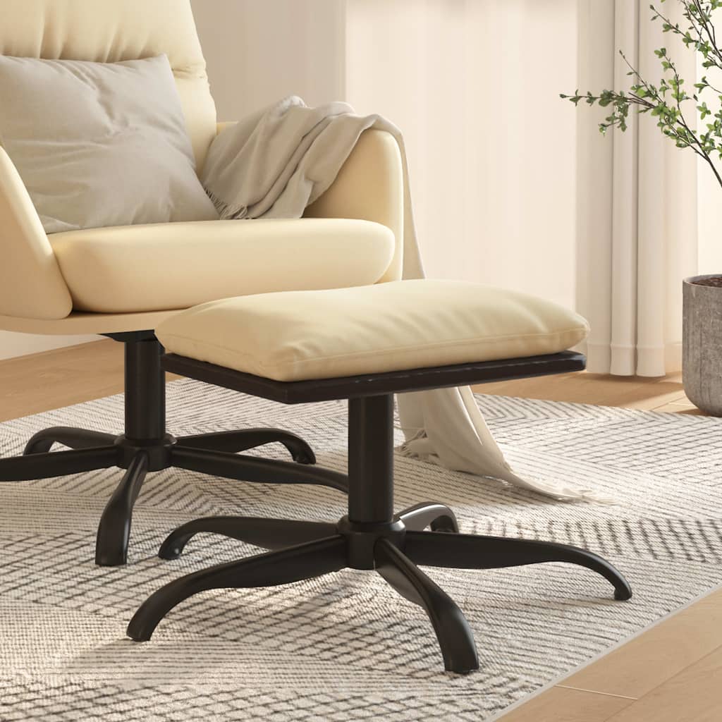 Poggiapiedi Crema 60x60x36 cm in Tessuto e Similpelle - homemem39