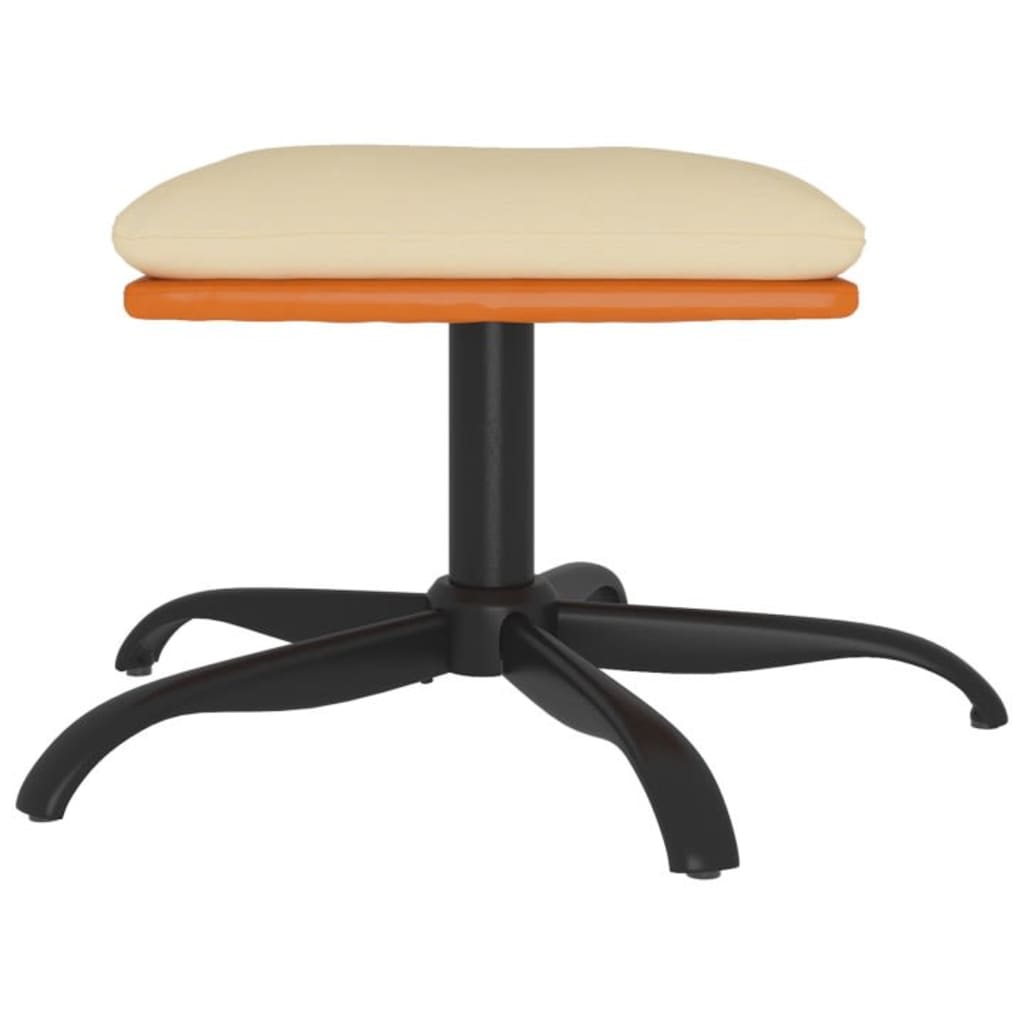 Poggiapiedi Crema 60x60x36 cm in Tessuto e Similpelle - homemem39