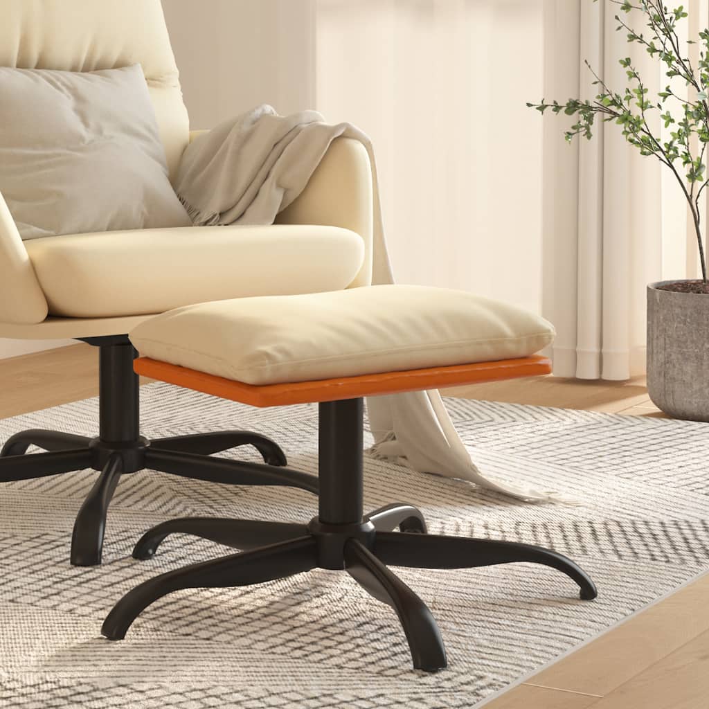 Poggiapiedi Crema 60x60x36 cm in Tessuto e Similpelle - homemem39