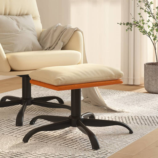 Poggiapiedi Crema 60x60x36 cm in Tessuto e Similpelle - homemem39