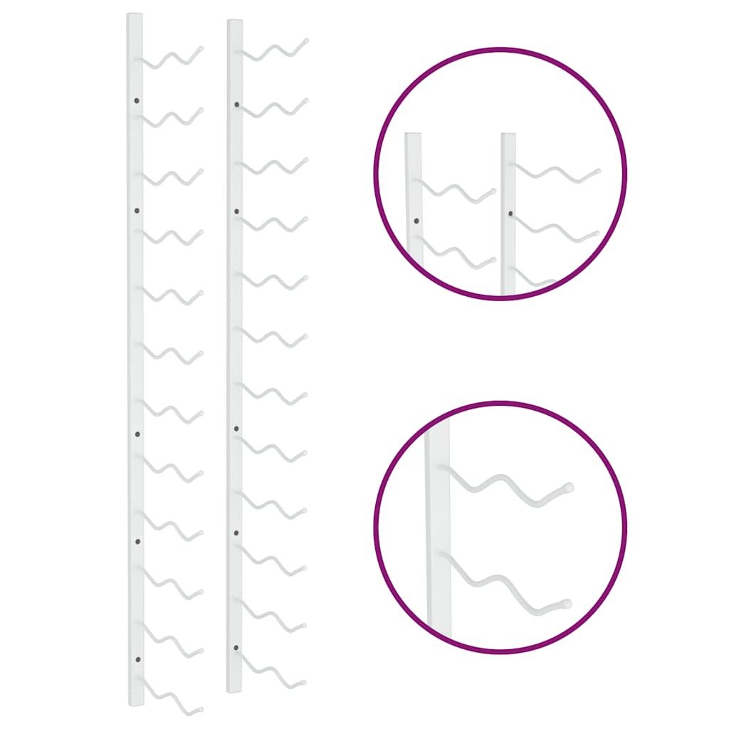 Portavini da Parete per 24 Bottiglie 2 pz Bianchi in Ferro