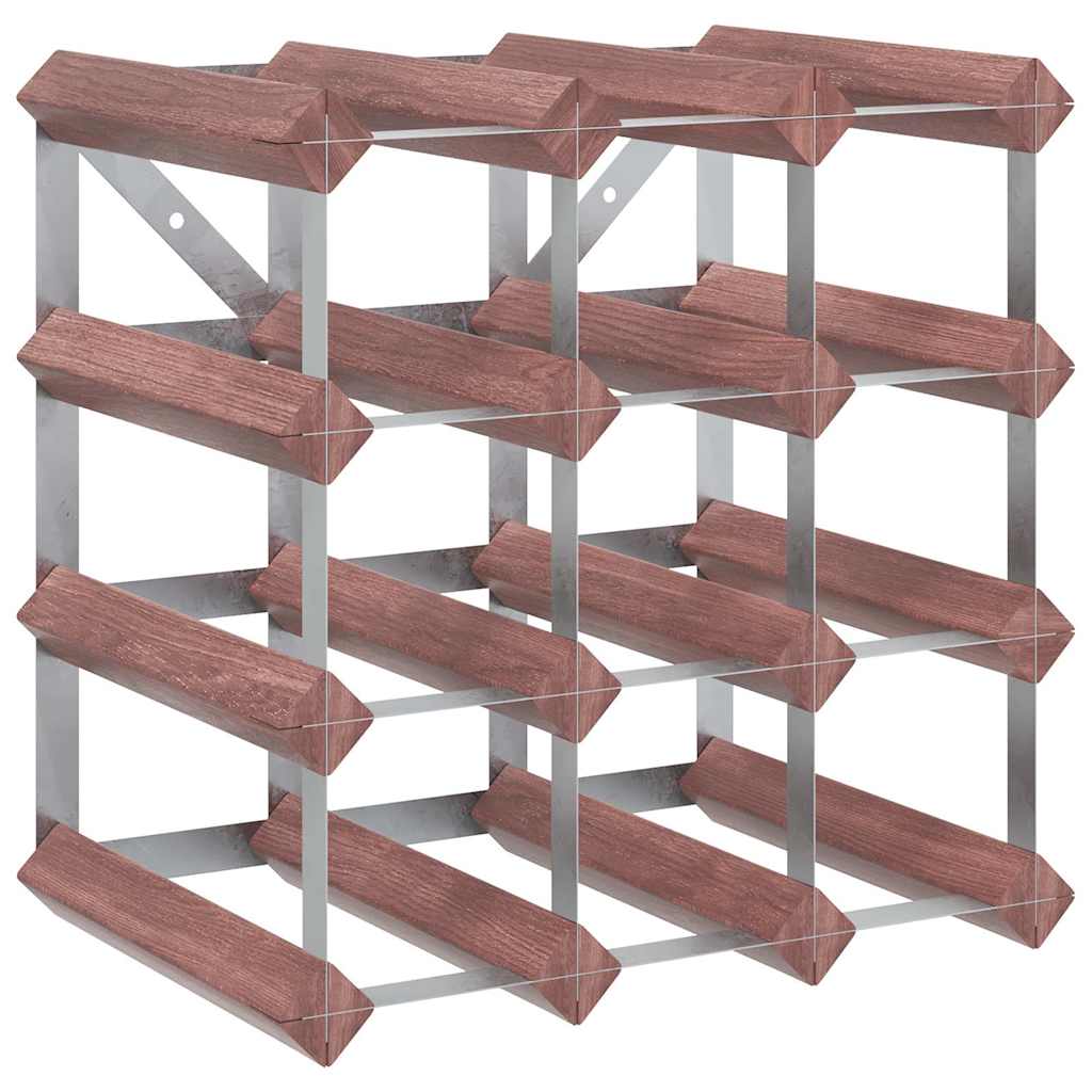 Portabottiglie per 12 Bottiglie Legno Massello di Pino Marrone