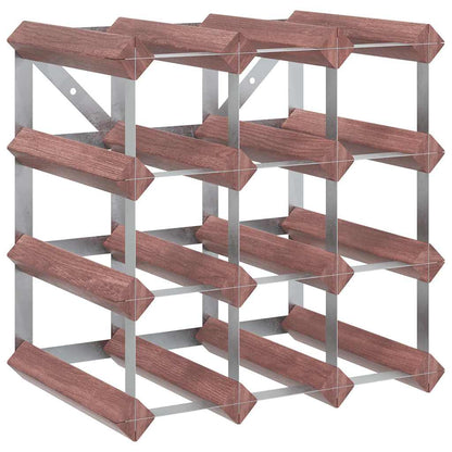 Portabottiglie per 12 Bottiglie Legno Massello di Pino Marrone