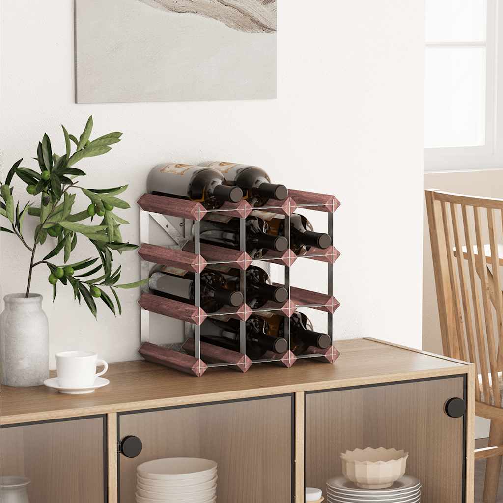 Portabottiglie per 12 Bottiglie Legno Massello di Pino Marrone | homemem39