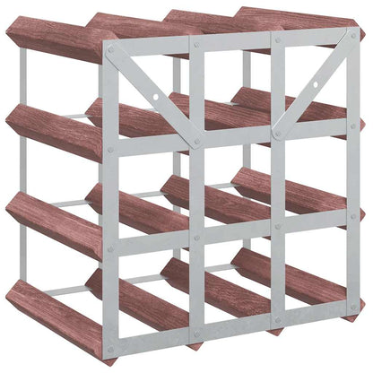 Portabottiglie per 12 Bottiglie Legno Massello di Pino Marrone