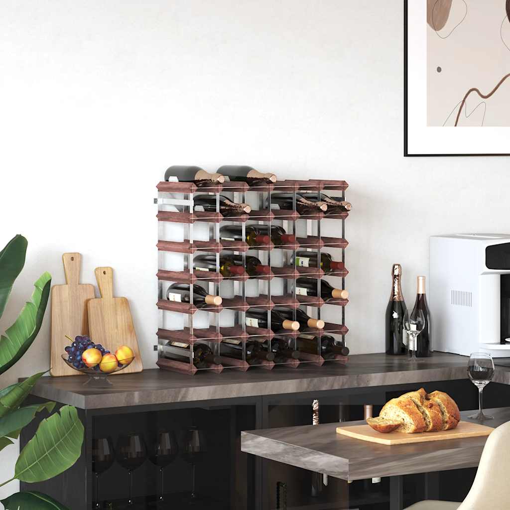Portabottiglie per 42 Bottiglie Legno Massello di Pino Marrone