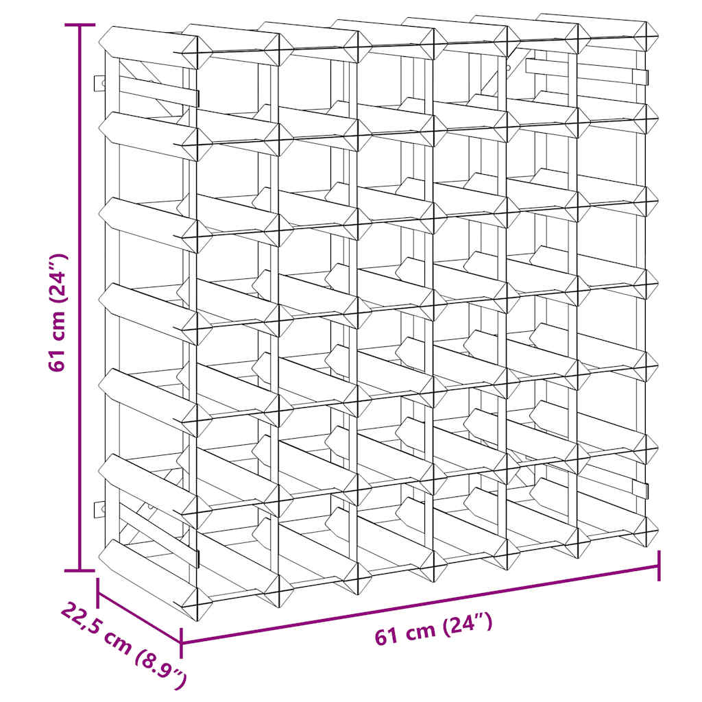 Portabottiglie per 42 Bottiglie Legno Massello di Pino Marrone
