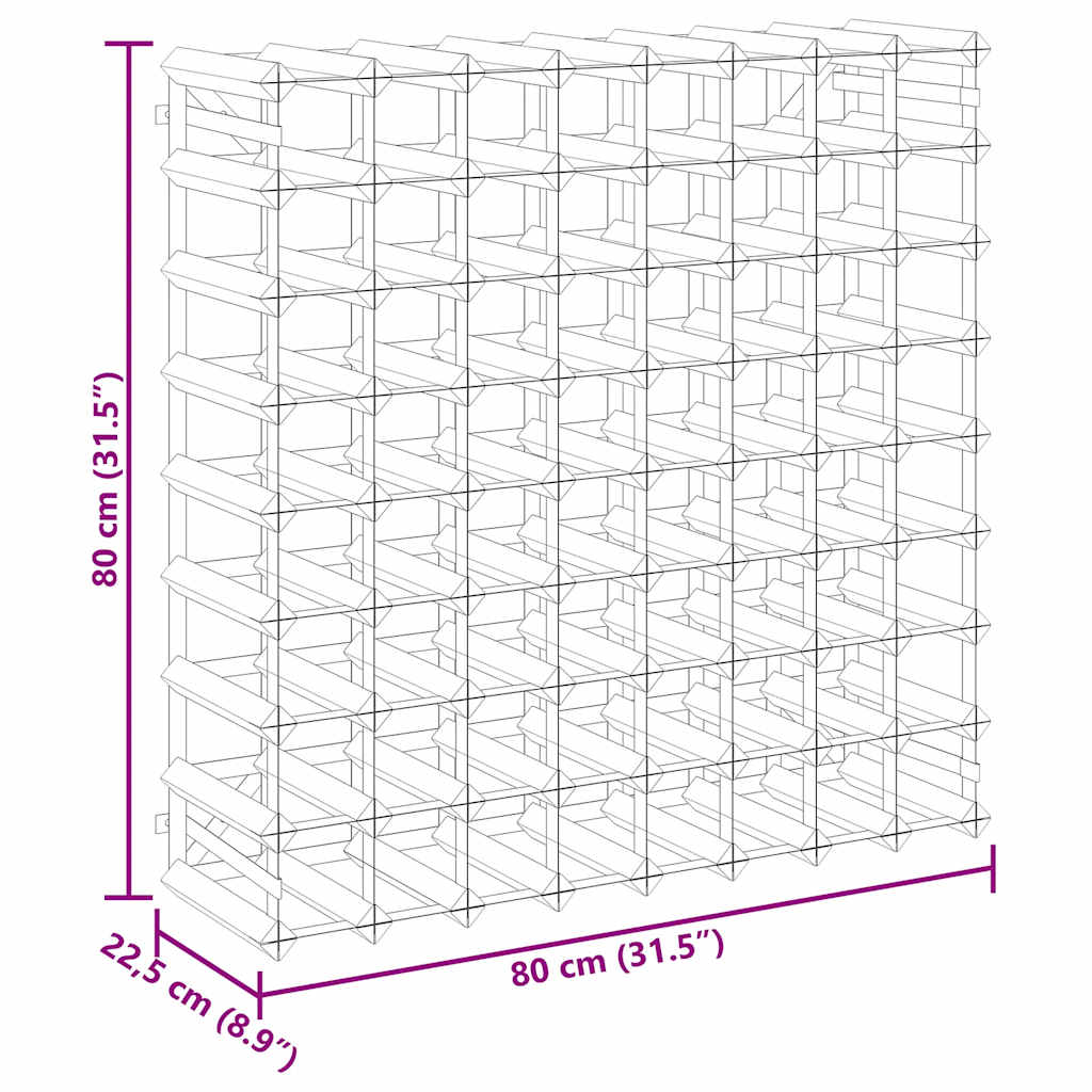 Portabottiglie per 72 Bottiglie Legno Massello di Pino Marrone