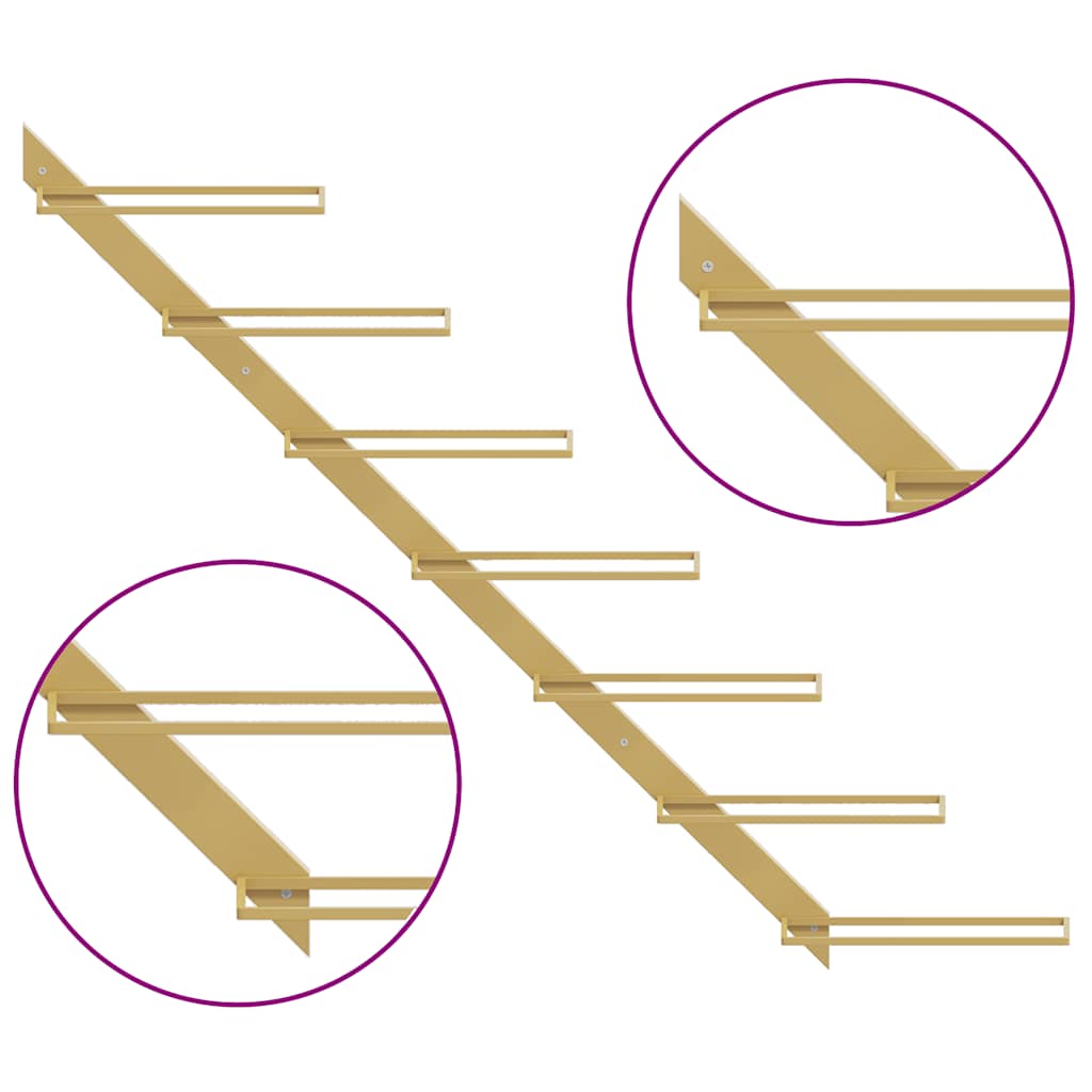 Portavini da Parete per 7 Bottiglie Metallo Dorato