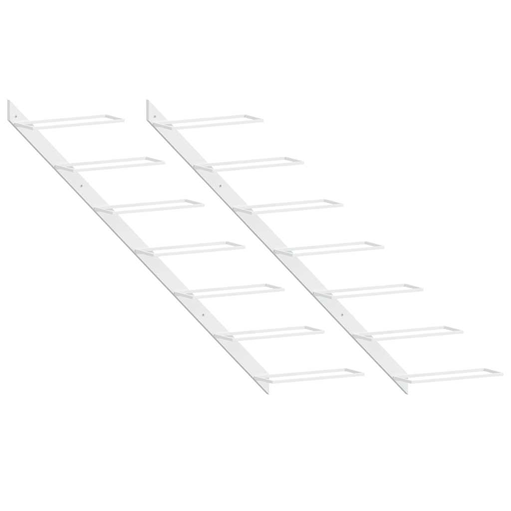 Portavini da Parete per 7 Bottiglie 2 pz Metallo Bianco