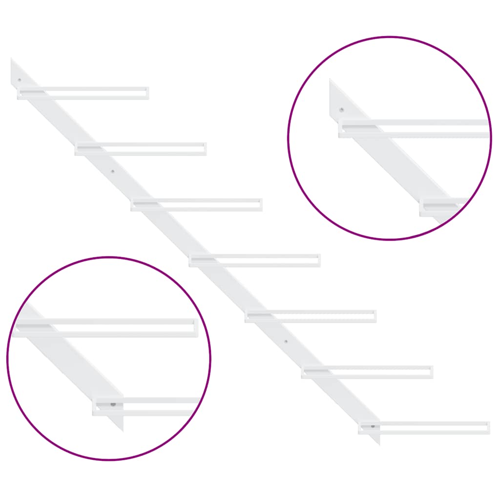 Portavini da Parete per 7 Bottiglie 2 pz Metallo Bianco