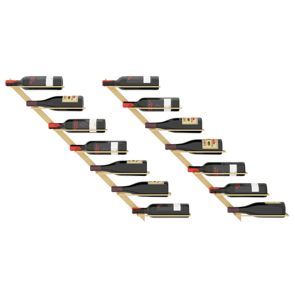 Portavini da Parete per 7 Bottiglie 2 pz Metallo Dorato