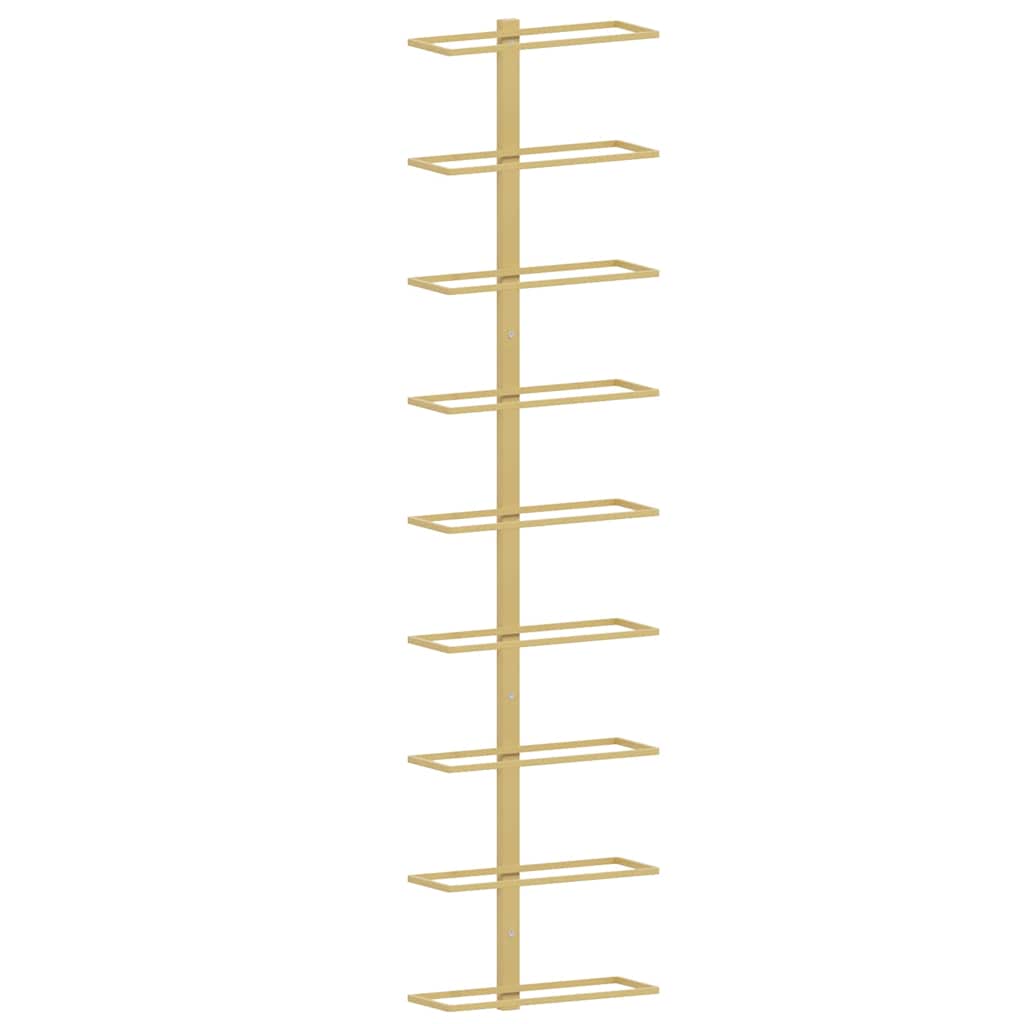 Portavini da Parete per 9 Bottiglie Dorato in Ferro