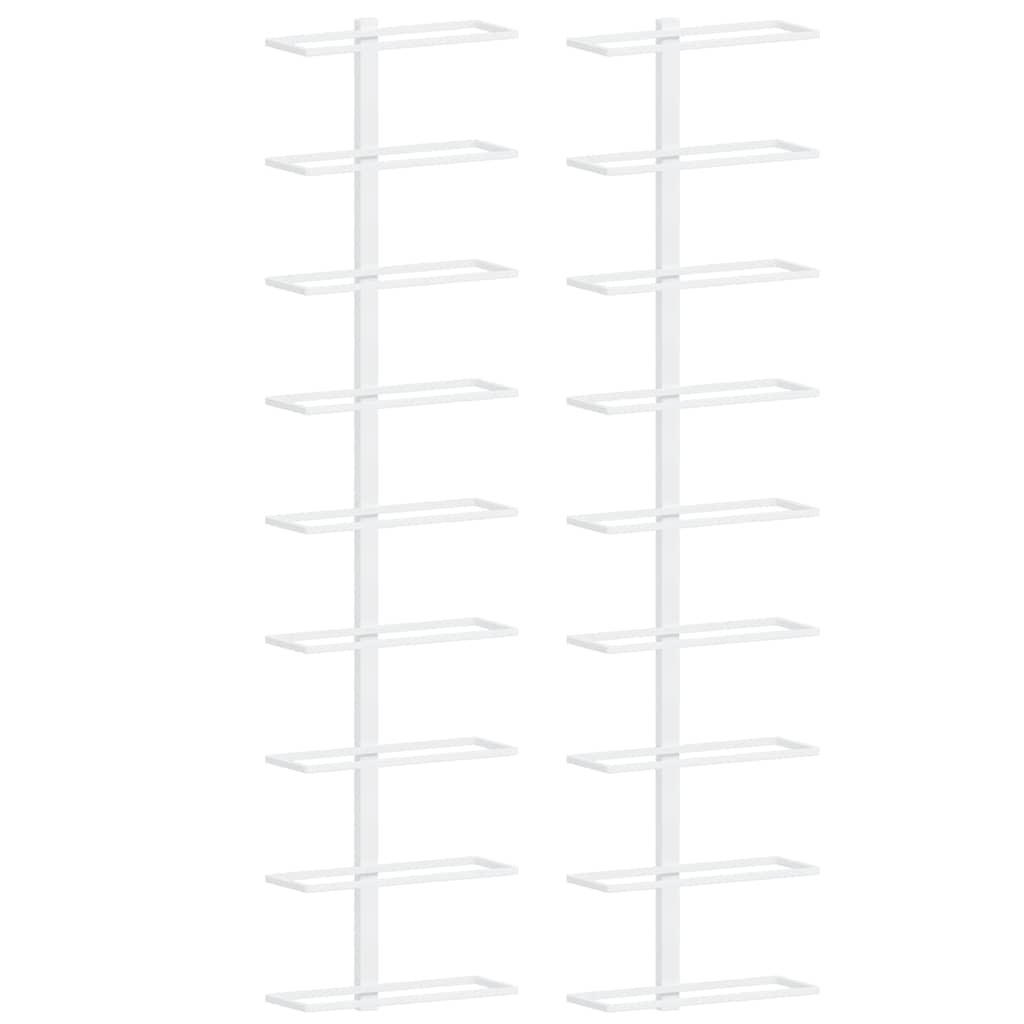 Portavini da Parete per 9 Bottiglie 2 pz Bianco in Ferro