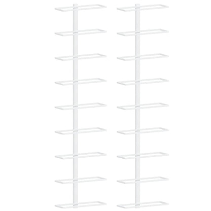 Portavini da Parete per 9 Bottiglie 2 pz Bianco in Ferro