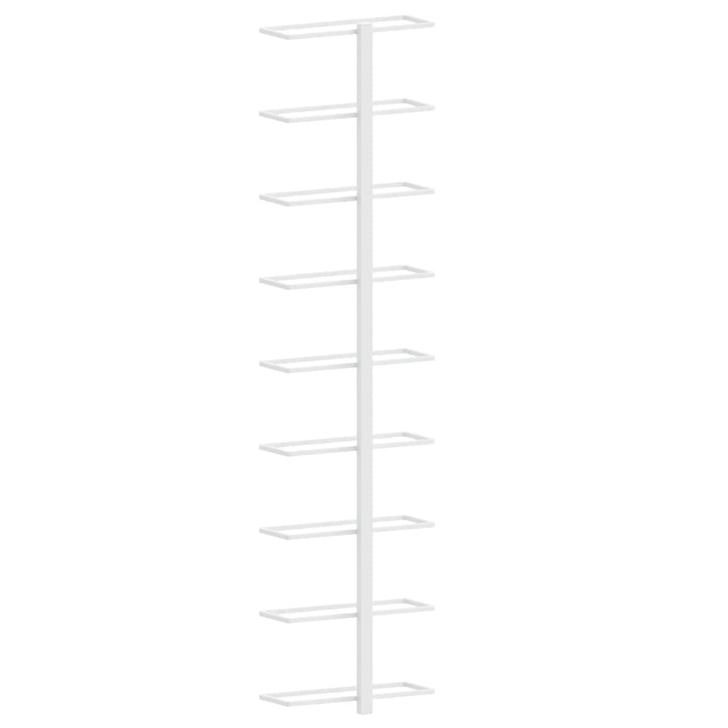 Portavini da Parete per 9 Bottiglie 2 pz Bianco in Ferro