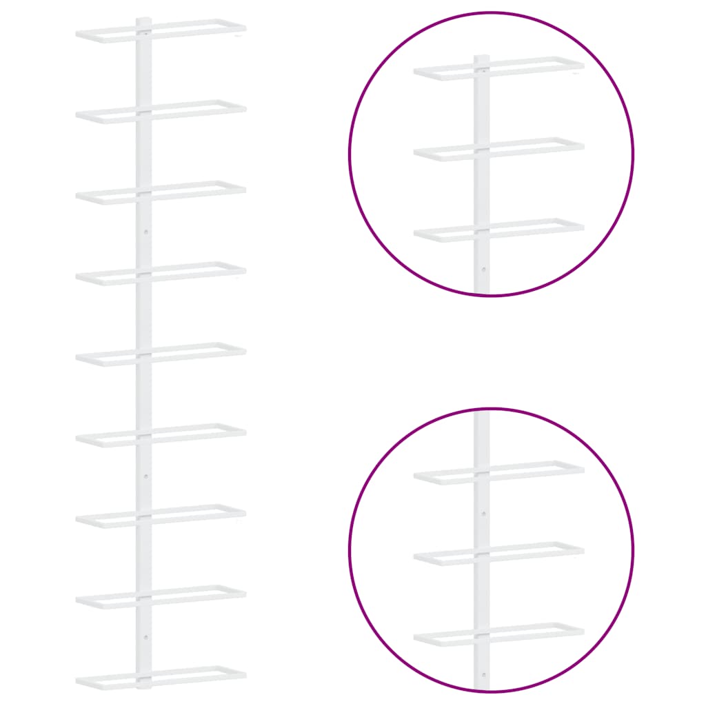 Portavini da Parete per 9 Bottiglie 2 pz Bianco in Ferro