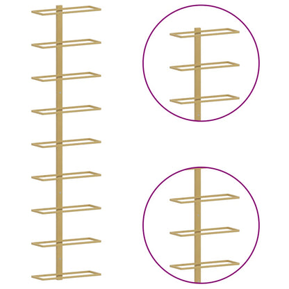 Portavini da Parete per 9 Bottiglie 2 pz Dorato in Ferro