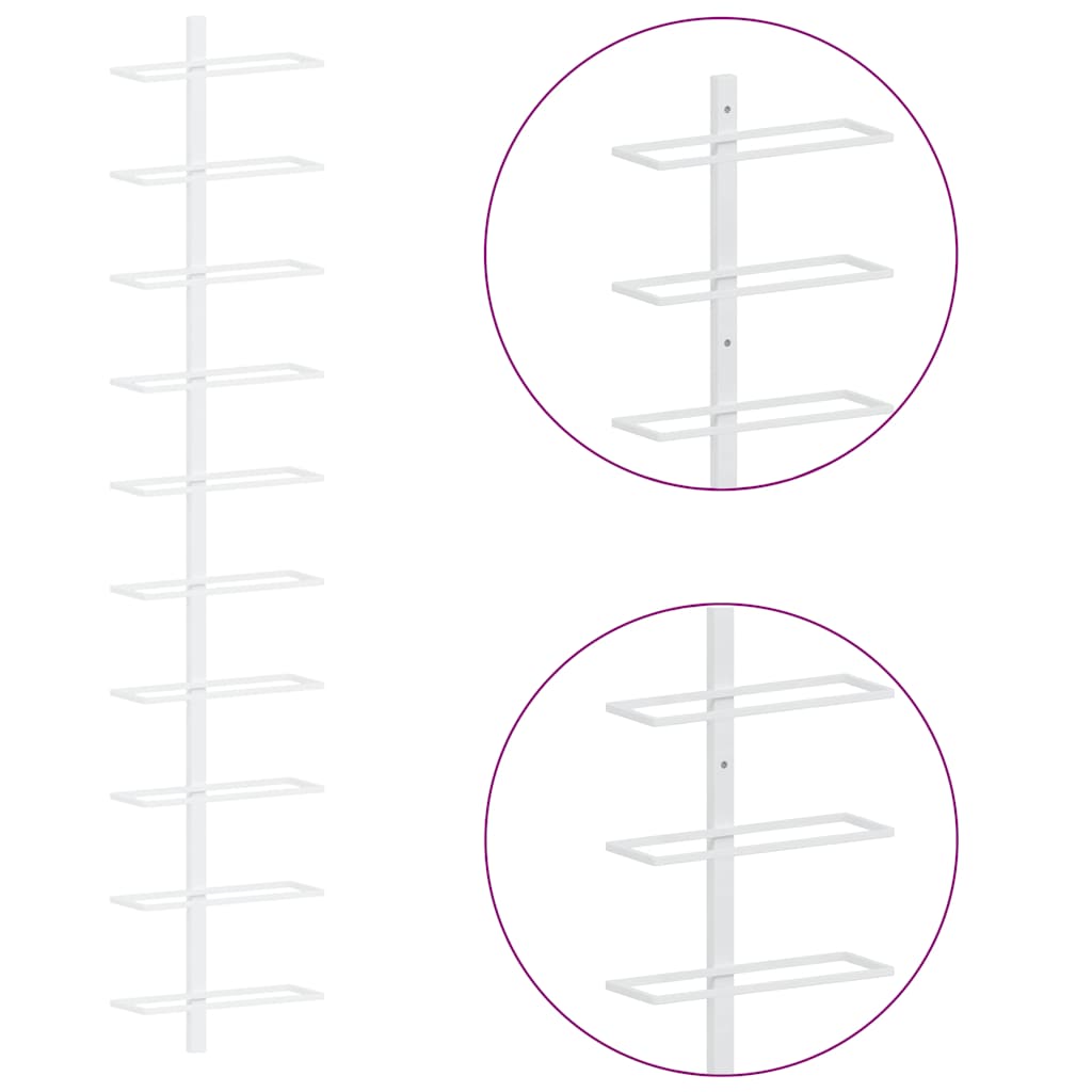 Portavini da Parete per 10 Bottiglie 2 pz Bianco in Metallo