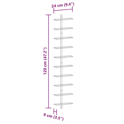 Portavini da Parete per 10 Bottiglie 2 pz Bianco in Metallo
