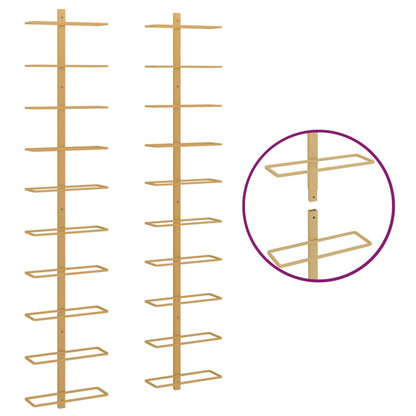 Portavini da Parete per 10 Bottiglie 2 pz Dorato in Metallo