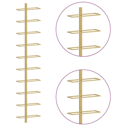 Portavini da Parete per 10 Bottiglie 2 pz Dorato in Metallo