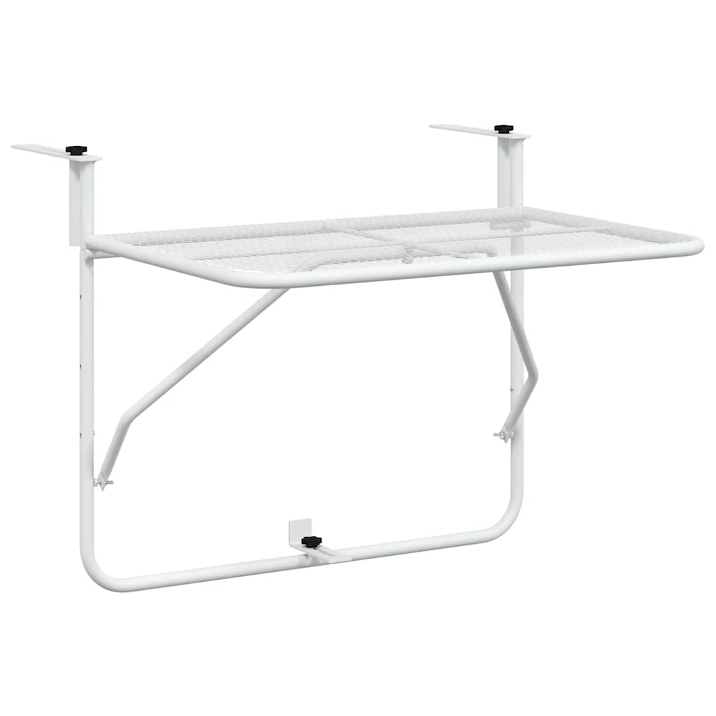 Tavolo da Balcone Bianco 60x40 cm in Acciaio