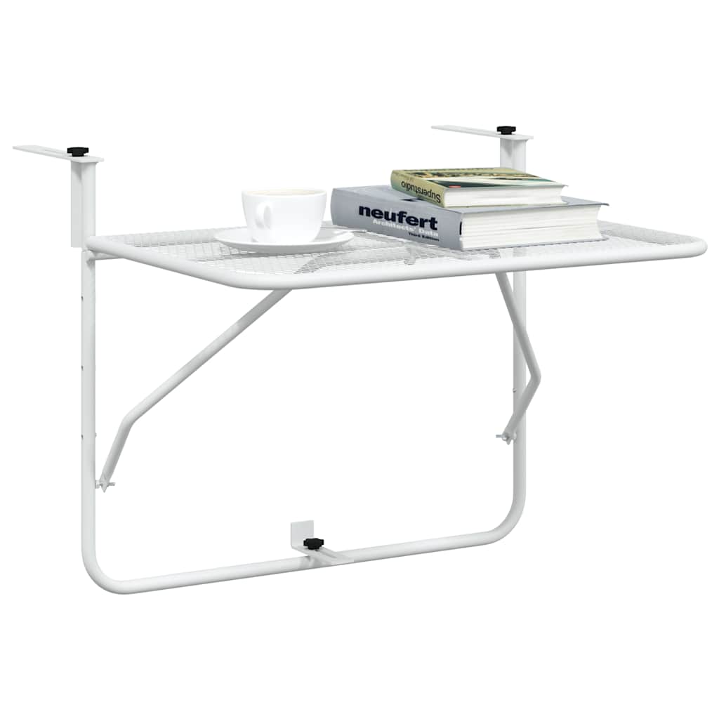 Tavolo da Balcone Bianco 60x40 cm in Acciaio