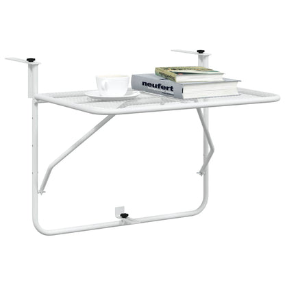 Tavolo da Balcone Bianco 60x40 cm in Acciaio