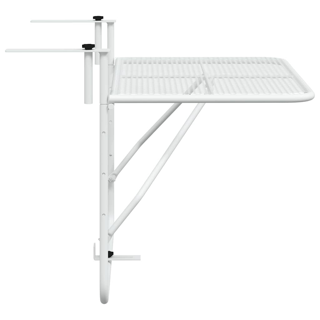 Tavolo da Balcone Bianco 60x40 cm in Acciaio